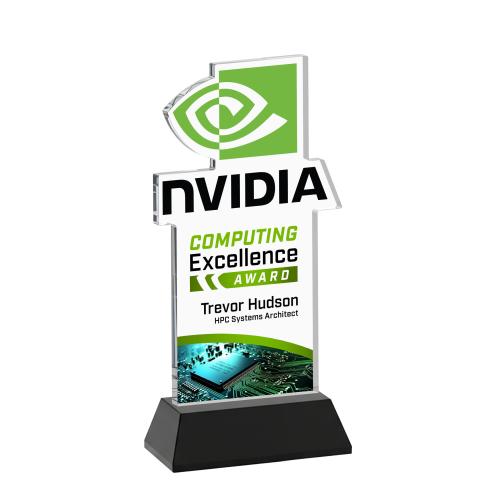 Awards and Plaques - Crystal Trophies - EdgeCraft Rectangle Full Color on Hartford - Black (Ocean)