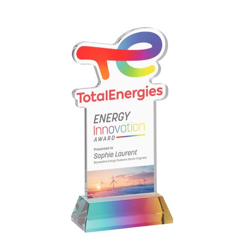 Awards and Plaques - Crystal Trophies - EdgeCraft Rect. Full Color on Hartford - Prismatic (Ocean)