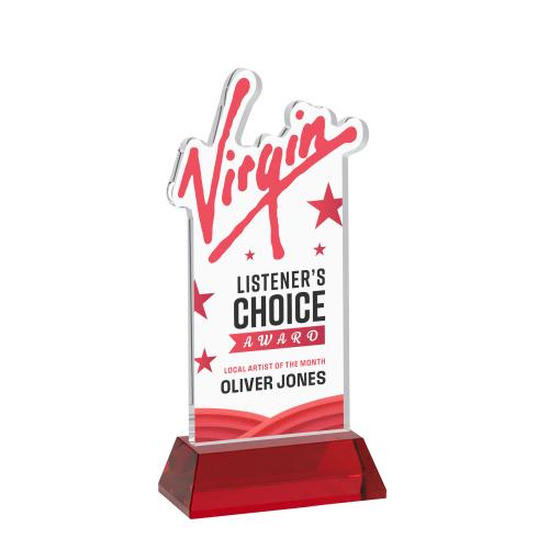 Awards and Plaques - Crystal Trophies - EdgeCraft Rectangle Full Color on Hartford - Red (Ocean)