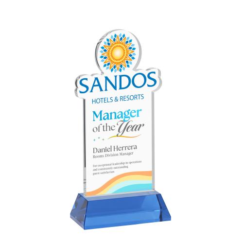 Awards and Plaques - Crystal Trophies - EdgeCraft Rect. Full Color on Hartford - Sky Blue (Ocean)