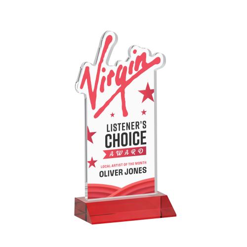 Awards and Plaques - Crystal Trophies - EdgeCraft Rectangle Full Color on Mitered - Red (via Ocean)