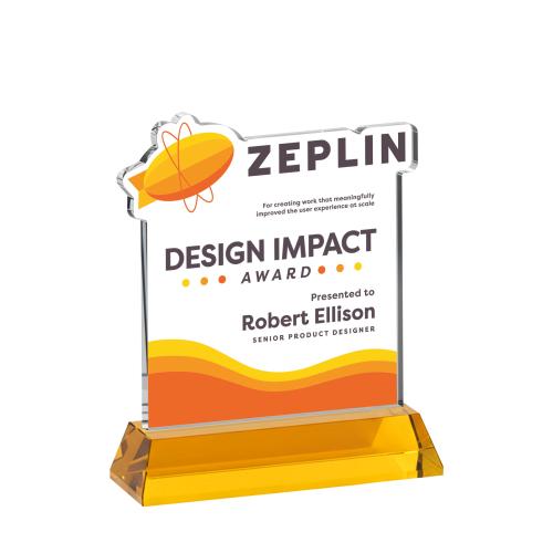 Awards and Plaques - Crystal Trophies - EdgeCraft Square Full Color on Hartford - Amber (via Ocean)
