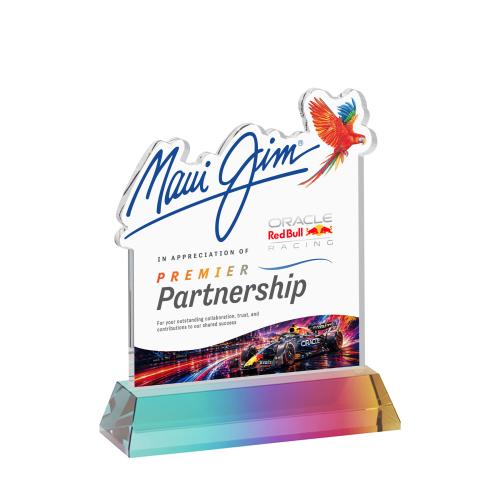 Awards and Plaques - Crystal Trophies - EdgeCraft Square Full Color on Hartford - Prismatic (Ocean)