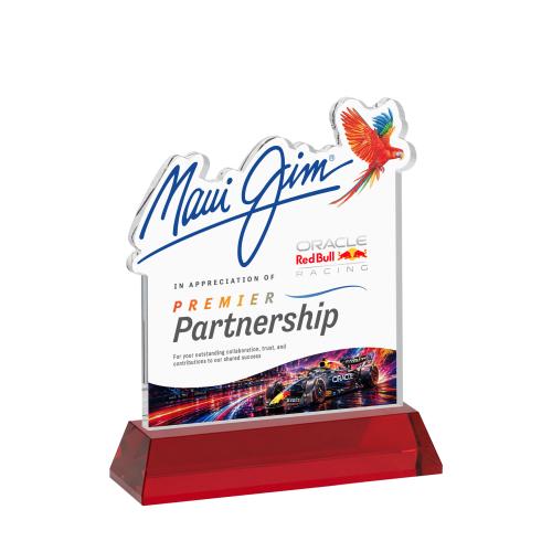 Awards and Plaques - Crystal Trophies - EdgeCraft Square Full Color on Hartford - Red (via Ocean)