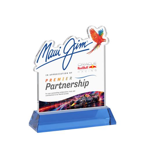 Awards and Plaques - Crystal Trophies - EdgeCraft Square Full Color on Hartford - Sky Blue (Ocean)