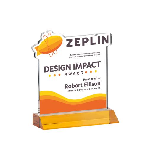 Awards and Plaques - Crystal Trophies - EdgeCraft Square Full Color on Mitered - Amber (via Ocean)