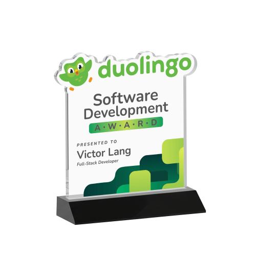 Awards and Plaques - Crystal Trophies - EdgeCraft Square Full Color on Mitered - Black (via Ocean)