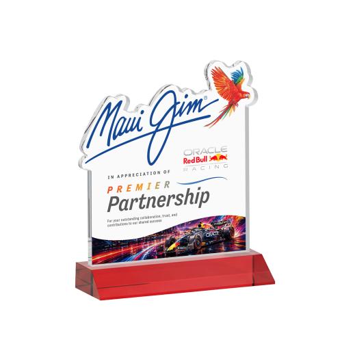 Awards and Plaques - Crystal Trophies - EdgeCraft Square Full Color on Mitered - Red (via Ocean)