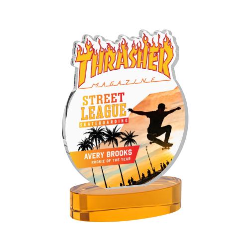 Awards and Plaques - Crystal Trophies - EdgeCraft Round Full Color on Alberton - Amber (via Ocean)