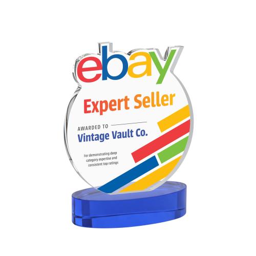 Awards and Plaques - Crystal Trophies - EdgeCraft Round Full Color on Alberton - Blue (via Ocean)