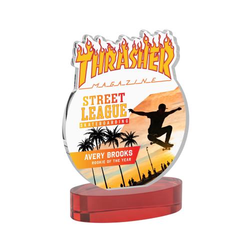 Awards and Plaques - Crystal Trophies - EdgeCraft Round Full Color on Alberton - Red (via Ocean)