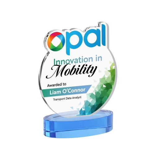 Awards and Plaques - Crystal Trophies - EdgeCraft Round Full Color on Alberton - Sky Blue (Ocean)