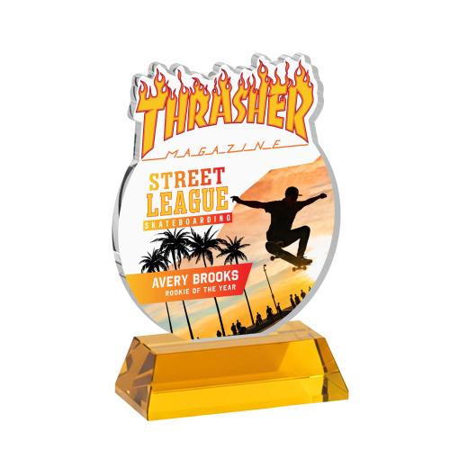 Awards and Plaques - Crystal Trophies - EdgeCraft Round Full Color on Hartford - Amber (via Ocean)