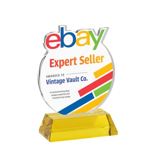 Awards and Plaques - Crystal Trophies - EdgeCraft Round Full Color on Hartford - Gold (via Ocean)