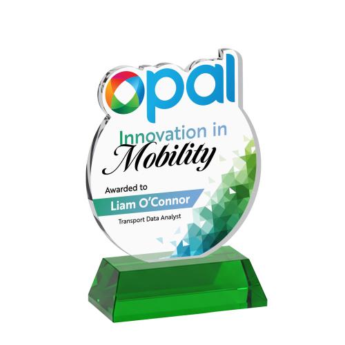 Awards and Plaques - Crystal Trophies - EdgeCraft Round Full Color on Hartford - Green (via Ocean)