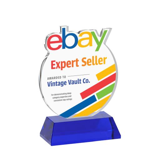 Awards and Plaques - Crystal Trophies - EdgeCraft Round Full Color on Hartford - Blue (via Ocean)