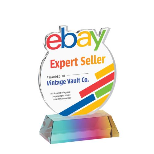 Awards and Plaques - Crystal Trophies - EdgeCraft Round Full Color on Hartford - Prismatic (Ocean)