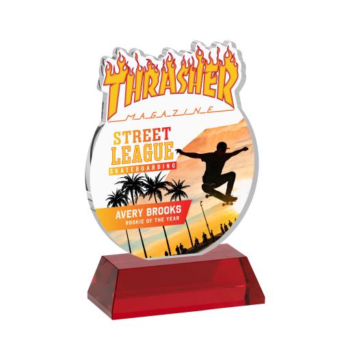 Awards and Plaques - Crystal Trophies - EdgeCraft Round Full Color on Hartford - Red (via Ocean)