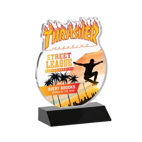 Awards and Plaques - Crystal Trophies - EdgeCraft Round Full Color on Mitered - Black (via Ocean)