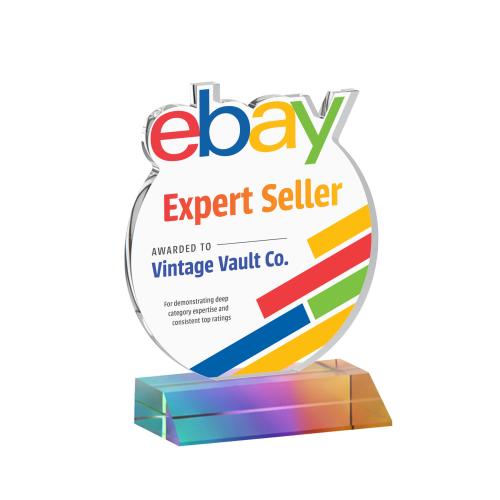 Awards and Plaques - Crystal Trophies - EdgeCraft Round Full Color on Mitered - Prismatic (Ocean)