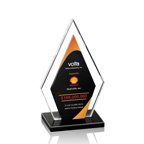 Awards and Plaques - Crystal Trophies - Whitt Full Color Black Crystal Trophy