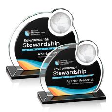 Geiger Full Color Black Globe Crystal Trophy - Crystal Trophies