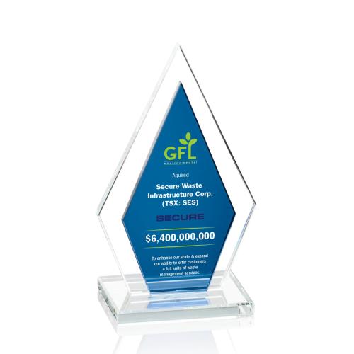 Awards and Plaques - Crystal Trophies - Whitt Full Color Blue Crystal Trophy