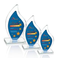 Trejo Full Color Blue Flame Crystal Trophy - Crystal Trophies
