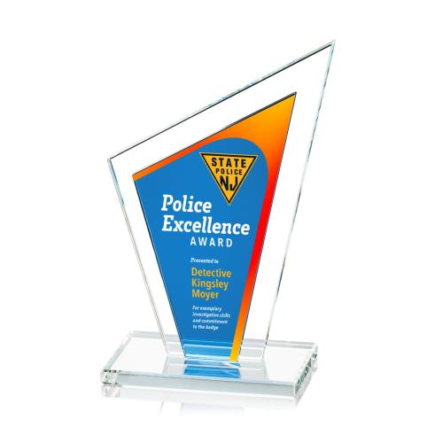 Awards and Plaques - Crystal Trophies - Corbett Full Color Blue Peaks Crystal Trophy