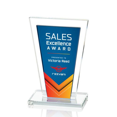 Awards and Plaques - Crystal Trophies - Braun Full Color Blue Crystal Trophy