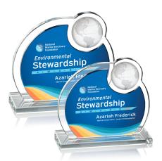 Geiger Full Color Blue Globe Crystal Trophy - Crystal Trophies