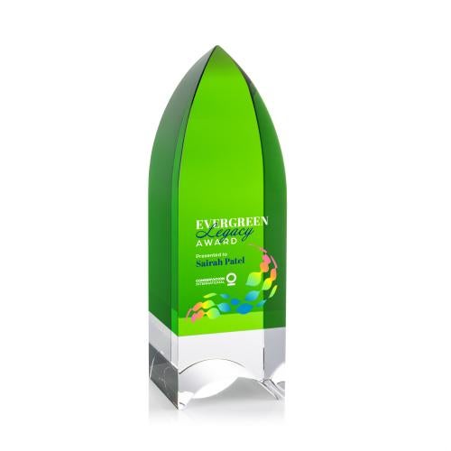 Awards and Plaques - Crystal Trophies - Emerald Tower Full Color Towers Crystal Trophy
