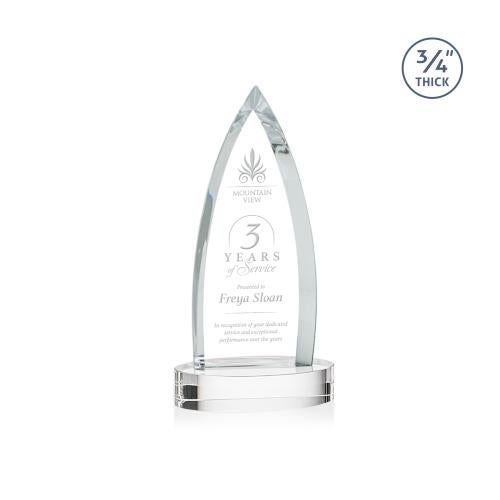Awards and Plaques - Crystal Trophies - Valdes on Alberton Base Clear Crystal Trophy