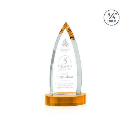 Awards and Plaques - Crystal Trophies - Valdes on Alberton Base Amber Crystal Trophy