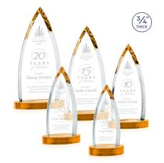 Valdes on Alberton Base Amber Crystal Trophy - Crystal Trophies