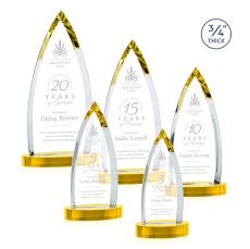 Valdes on Alberton Base Gold Crystal Trophy - Crystal Trophies