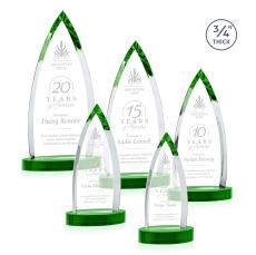 Valdes on Alberton Base Green Crystal Trophy - Crystal Trophies