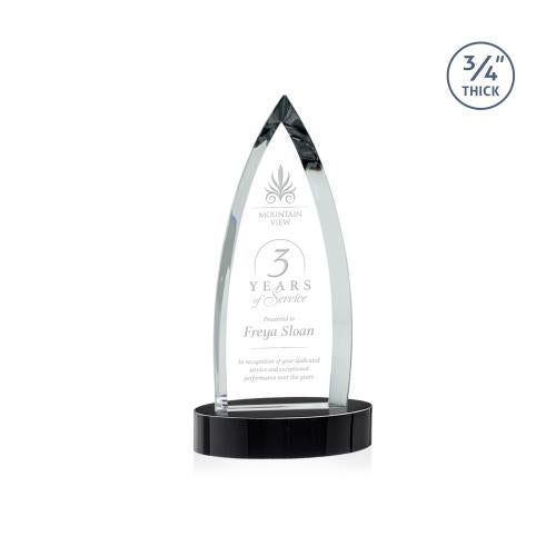 Awards and Plaques - Crystal Trophies - Valdes on Alberton Base Black Crystal Trophy