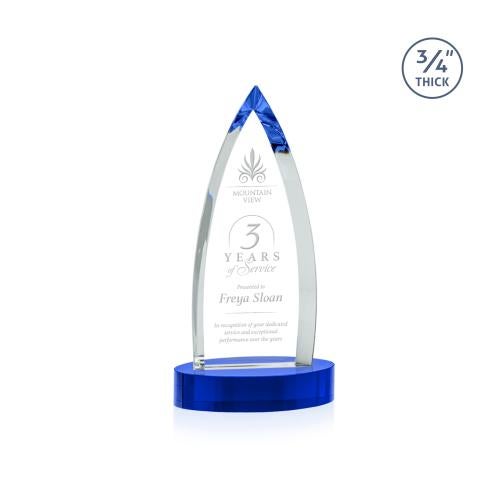 Awards and Plaques - Crystal Trophies - Valdes on Alberton Base Blue Crystal Trophy