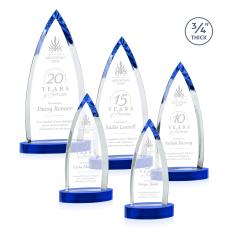 Valdes on Alberton Base Blue Crystal Trophy - Crystal Trophies