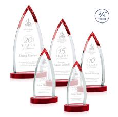 Valdes on Alberton Base Red Crystal Trophy - Crystal Trophies