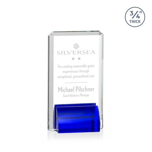 Awards and Plaques - Crystal Trophies - Howard Blue Rectangle Crystal Trophy