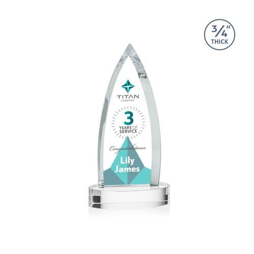 Awards and Plaques - Crystal Trophies - Valdes Full Color on Alberton Base Clear Crystal Trophy