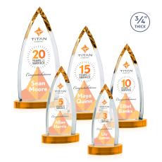 Valdes Full Color on Alberton Base Amber Crystal Trophy - Custom Trophies