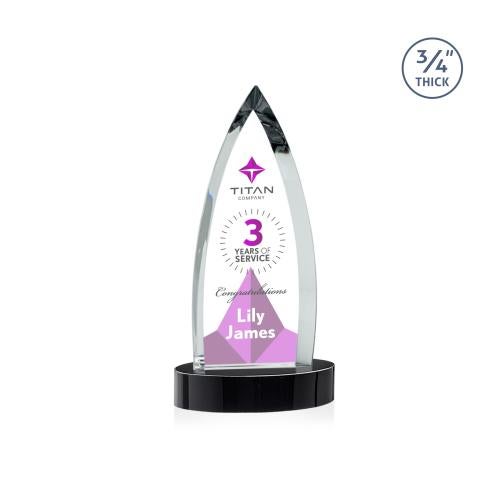 Awards and Plaques - Crystal Trophies - Valdes Full Color on Alberton Base Black Crystal Trophy