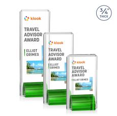 Howard Full Color Green Rectangle Crystal Trophy - Custom Trophies
