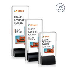 Howard Full Color Black Rectangle Crystal Trophy - Custom Trophies