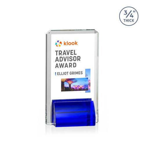 Awards and Plaques - Crystal Trophies - Howard Full Color Blue Rectangle Crystal Trophy