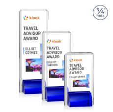 Howard Full Color Blue Rectangle Crystal Trophy - Custom Trophies
