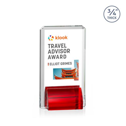Awards and Plaques - Crystal Trophies - Howard Full Color Red Rectangle Crystal Trophy